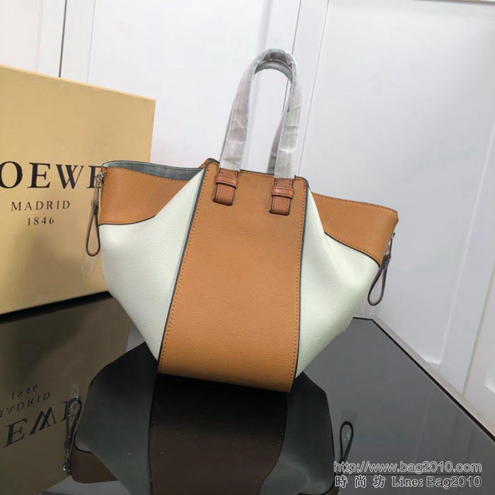LOEWE羅意威 最新爆款 羅家Hammock系列 荔枝皮拼色 百搭款 小牛皮手提肩背包 0164  jdl1116